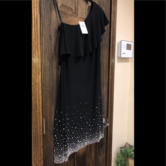 MSK Dresses & Skirts - Women Formal Cocktail Dress Plus Sz 1X 2X 3X One Shoulder Short Black Pearl MSK